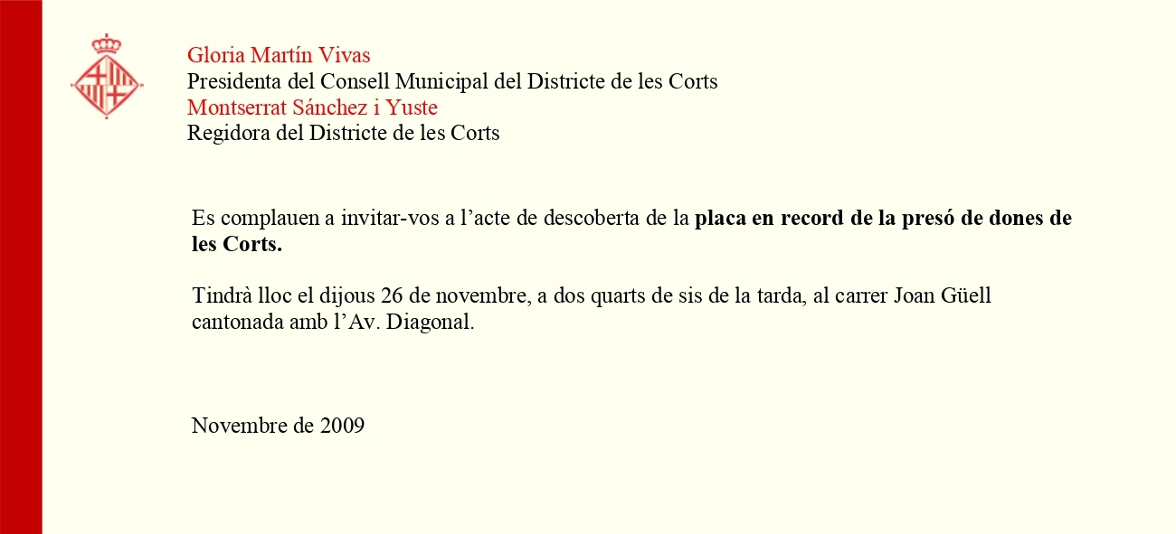 Invitación del distrito de Les Corts, 2009