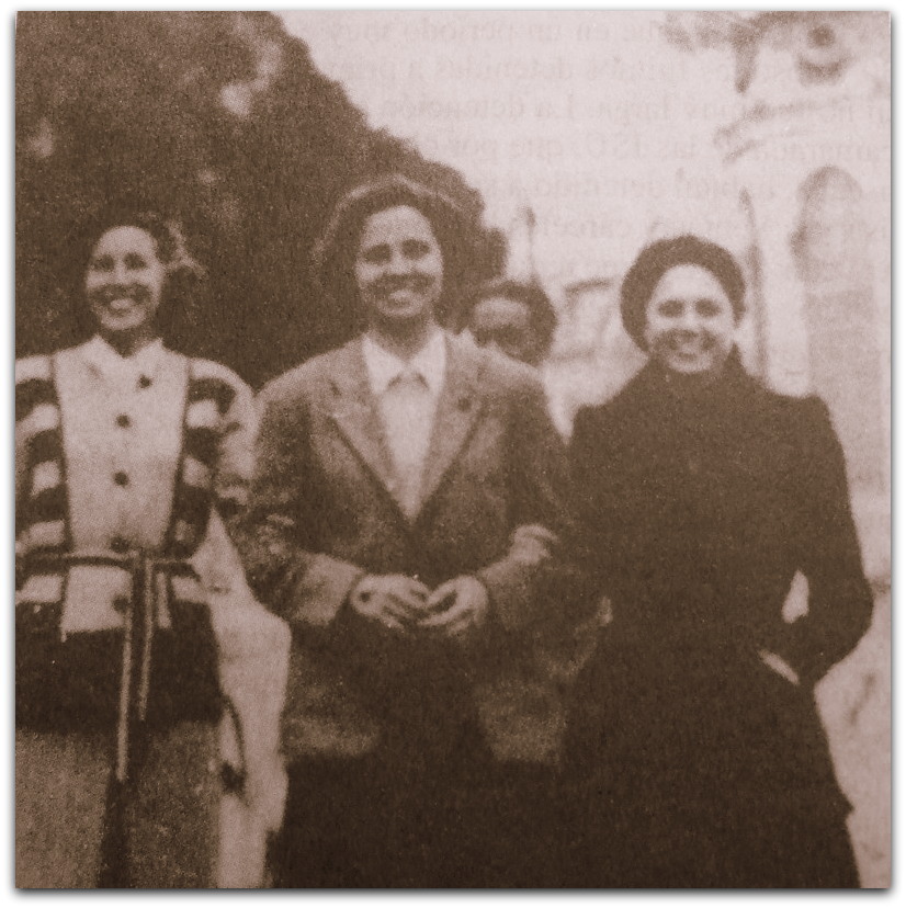 De izquierda a derecha: Angelita Ramis, Victoria Pujolar y Adelaida Abarca, Toulouse, 1946. Reproducida en Cárceles de mujeres, de Tomasa Cuevas Gutiérrez, tomo II (1985)