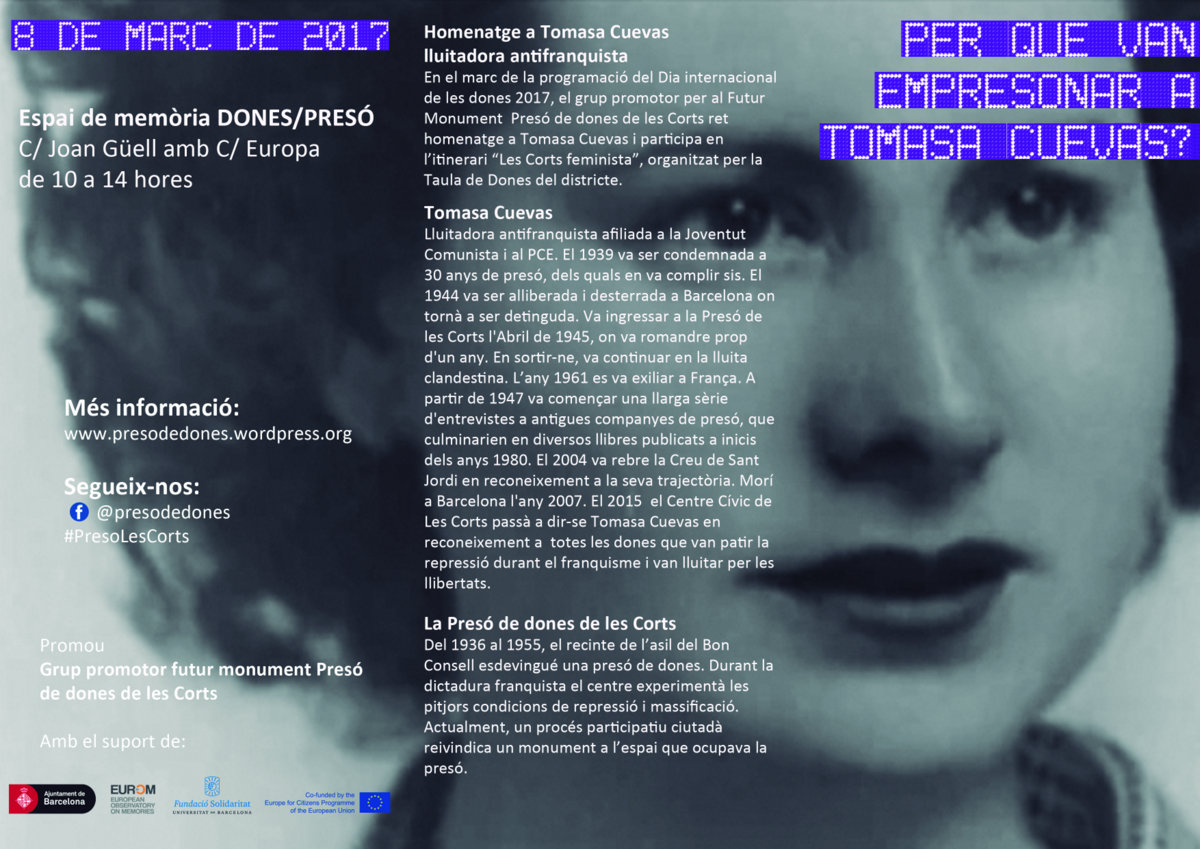 Cartel Homenaje a Tomasa Cuevas, 2017