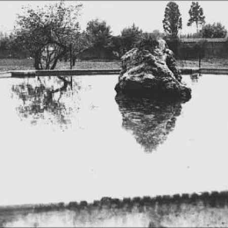 Vista de l'estany del jardí del Convent del Bon Consell. 1950.